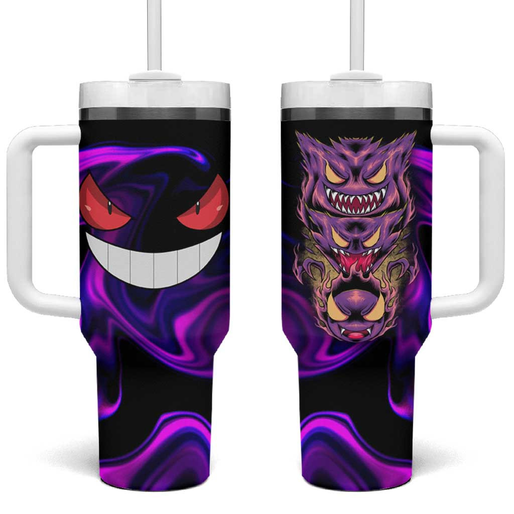 Gengar Poke Tumbler With Handle With Dark Purple Swirl Background