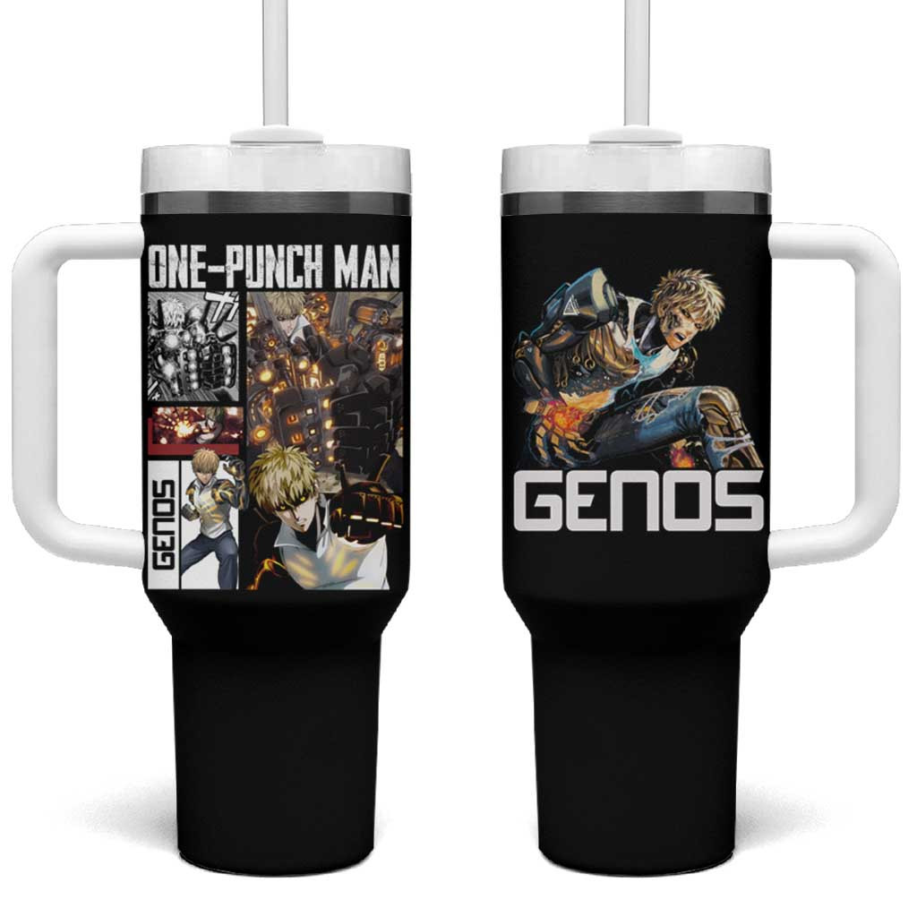 Genos One Punch Man Tumbler With Handle Cyborg Hero Action Collage Style