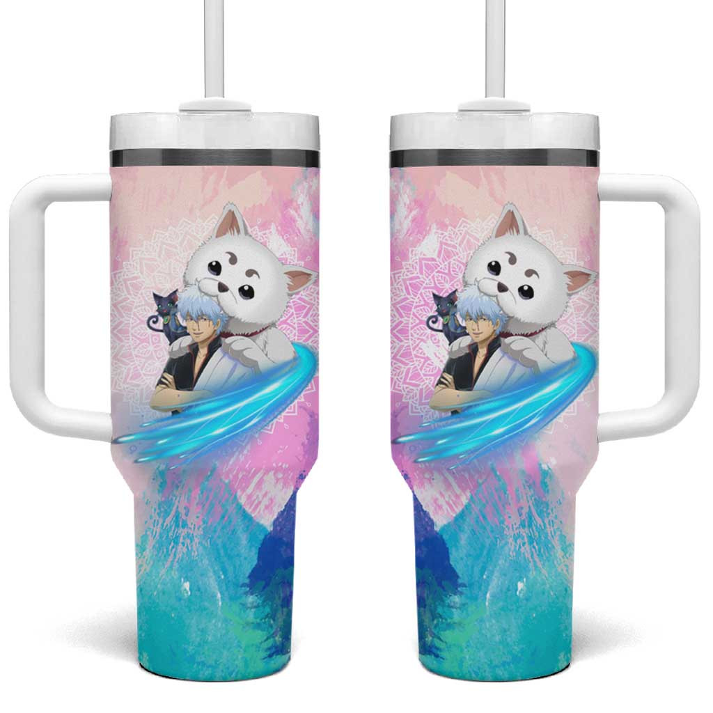 Gintoki And Sadaharu Gintama Tumbler With Handle With Pastel Spirit Guardian Vibe