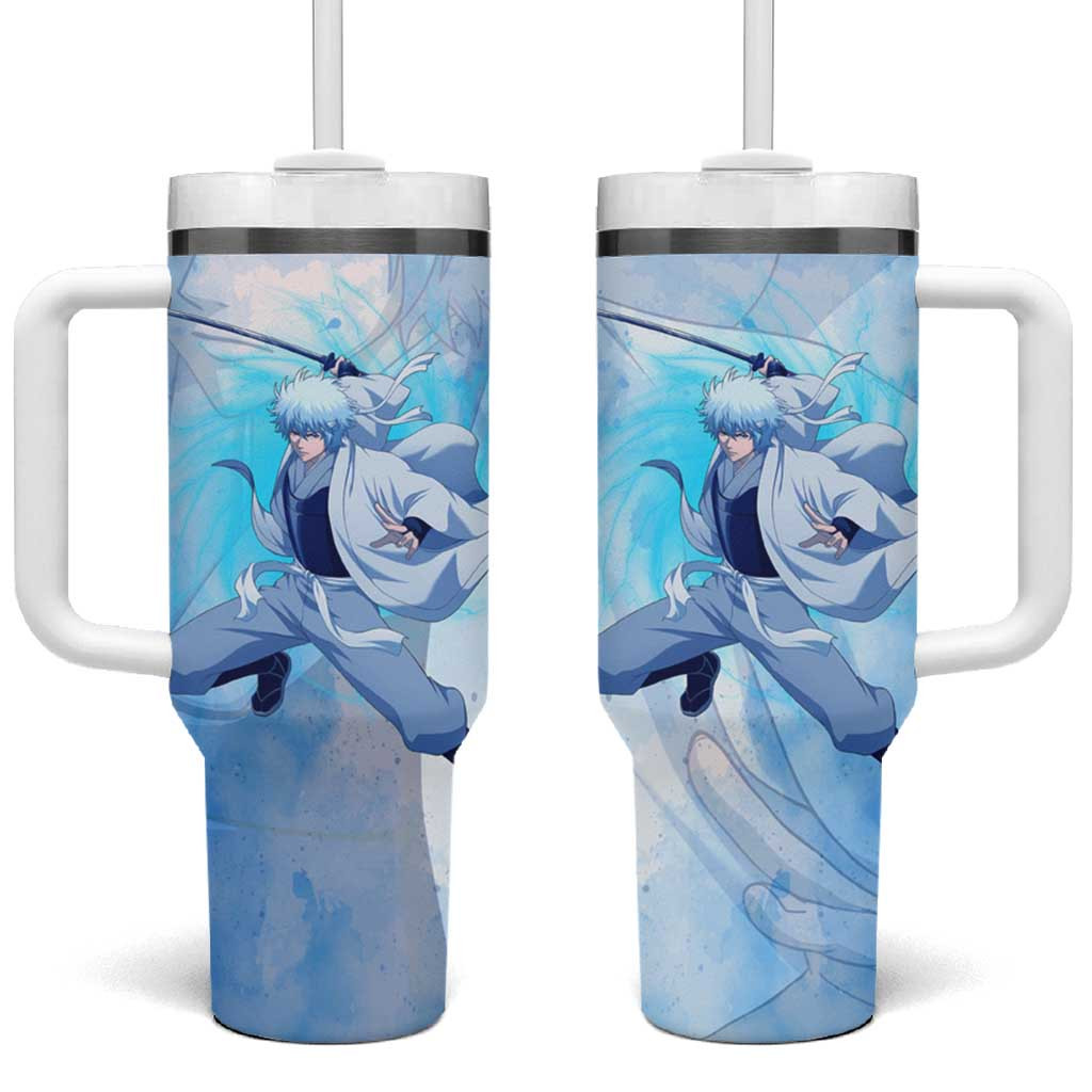 Gintoki Sakata Gintama Tumbler With Handle With Icy Blue Combat Aura