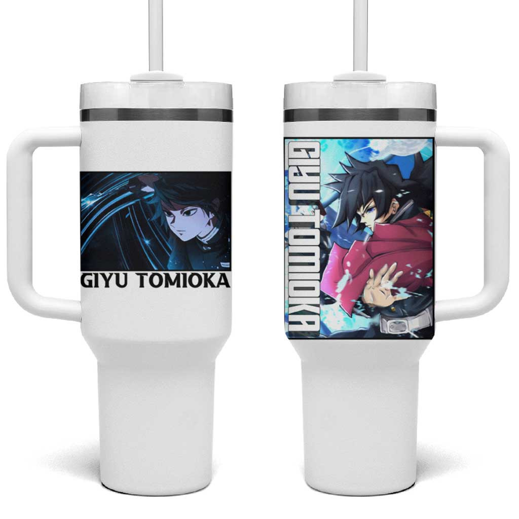Giyu Demon Slayer Tumbler With Handle Water Breathing Hashira Japan Anime Style
