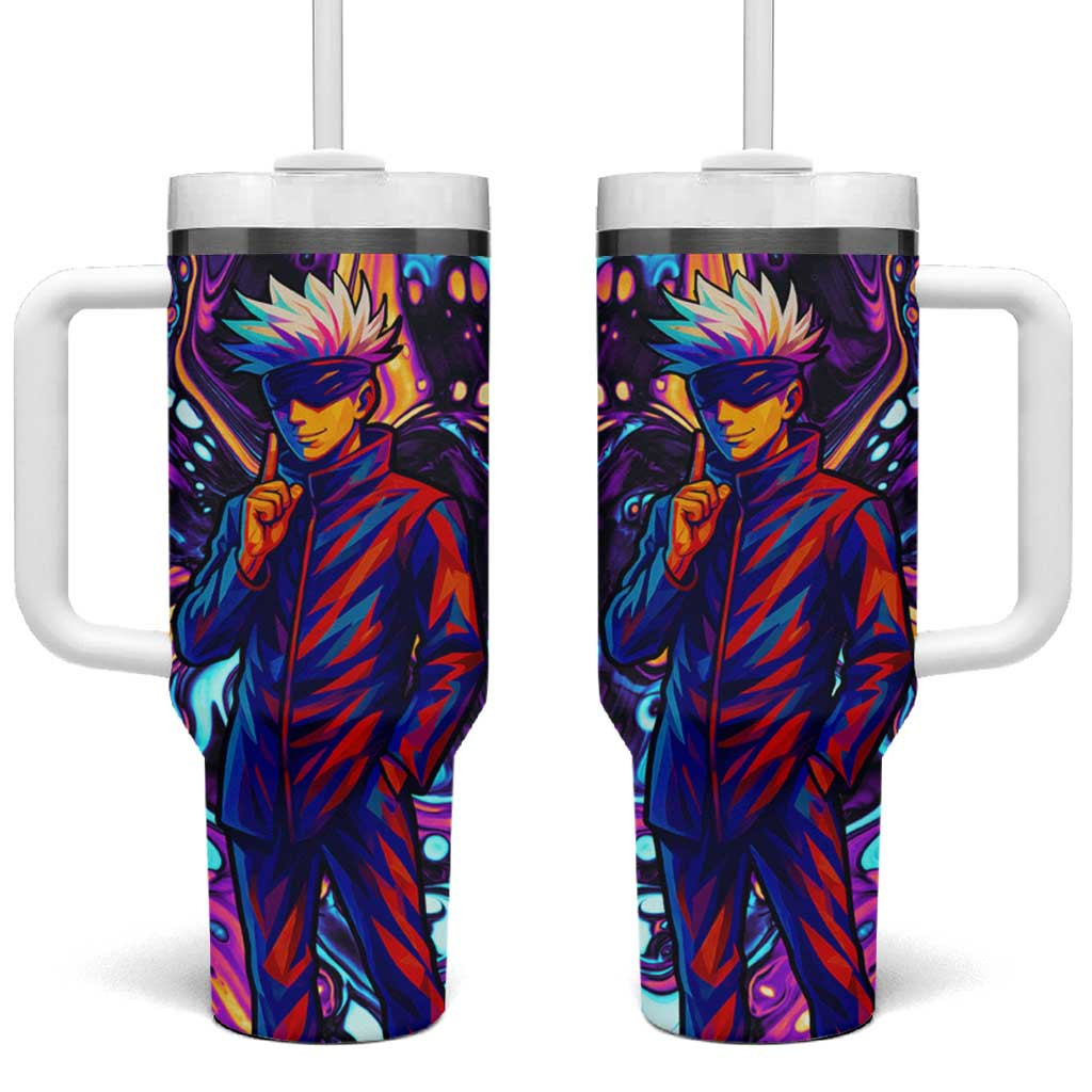 Gojo Satoru Jujutsu Kaisen Tumbler With Handle With Hypnotic Purple Cursed Energy Burst