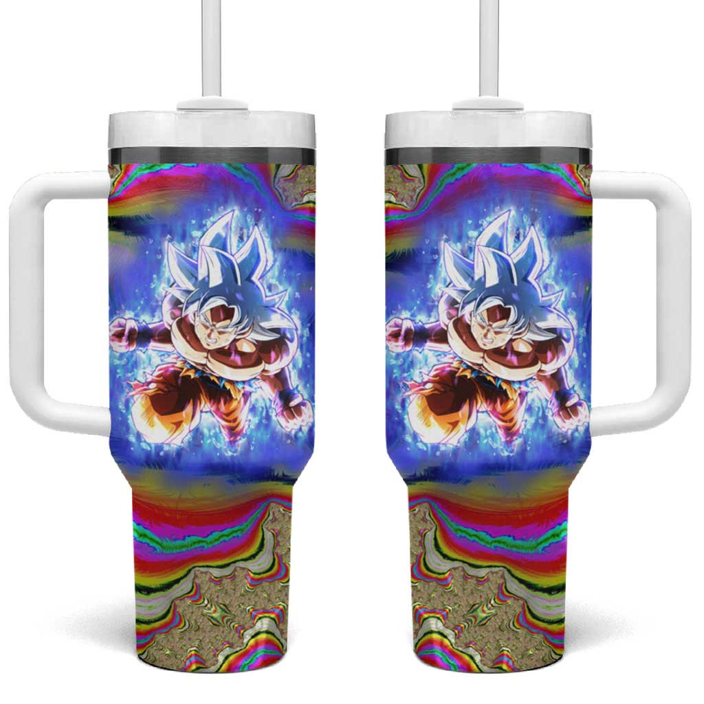 Goku Dragon Ball Tumbler With Handle With Ultra Instinct Cosmic Aura