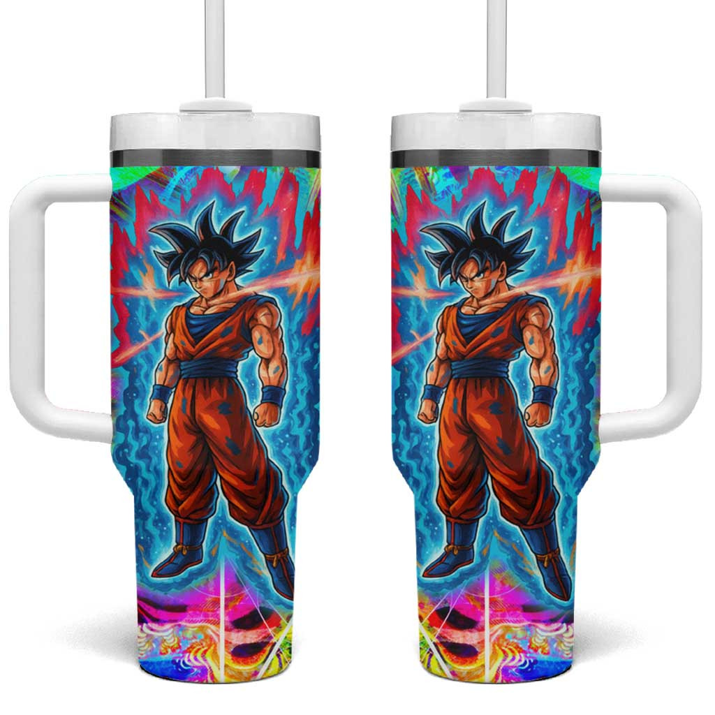 Goku Dragon Ball Z Tumbler With Handle With Psychedelic Blue Aura Energy Burst