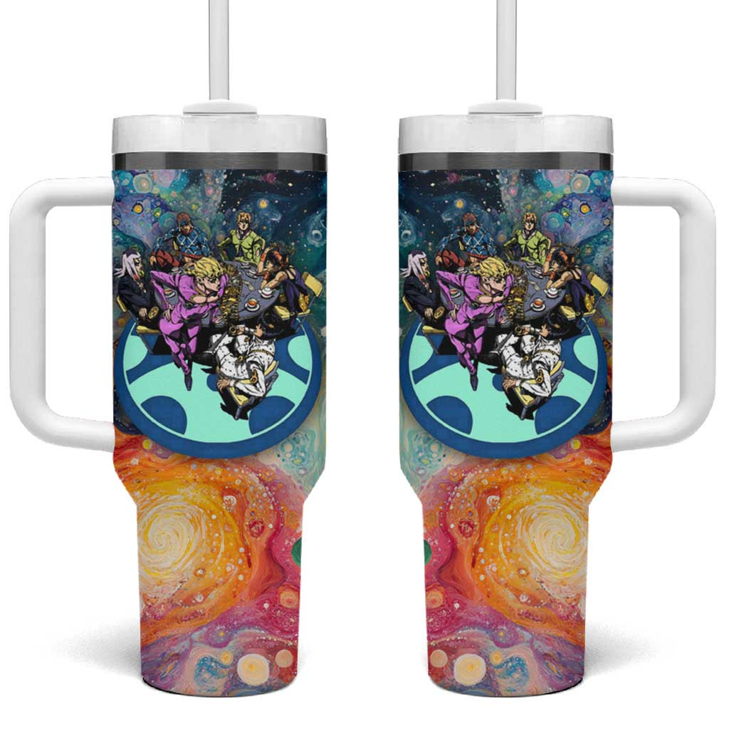 Golden Wind Jojos Bizarre Adventure Tumbler With Handle With Colorful Galaxy Team Aura
