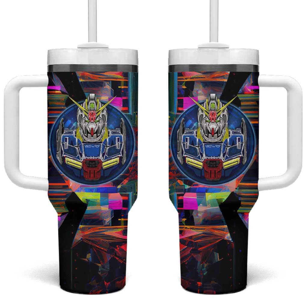 Gundam Series Tumbler With Handle With Neon Cyber Armor Aesthetic