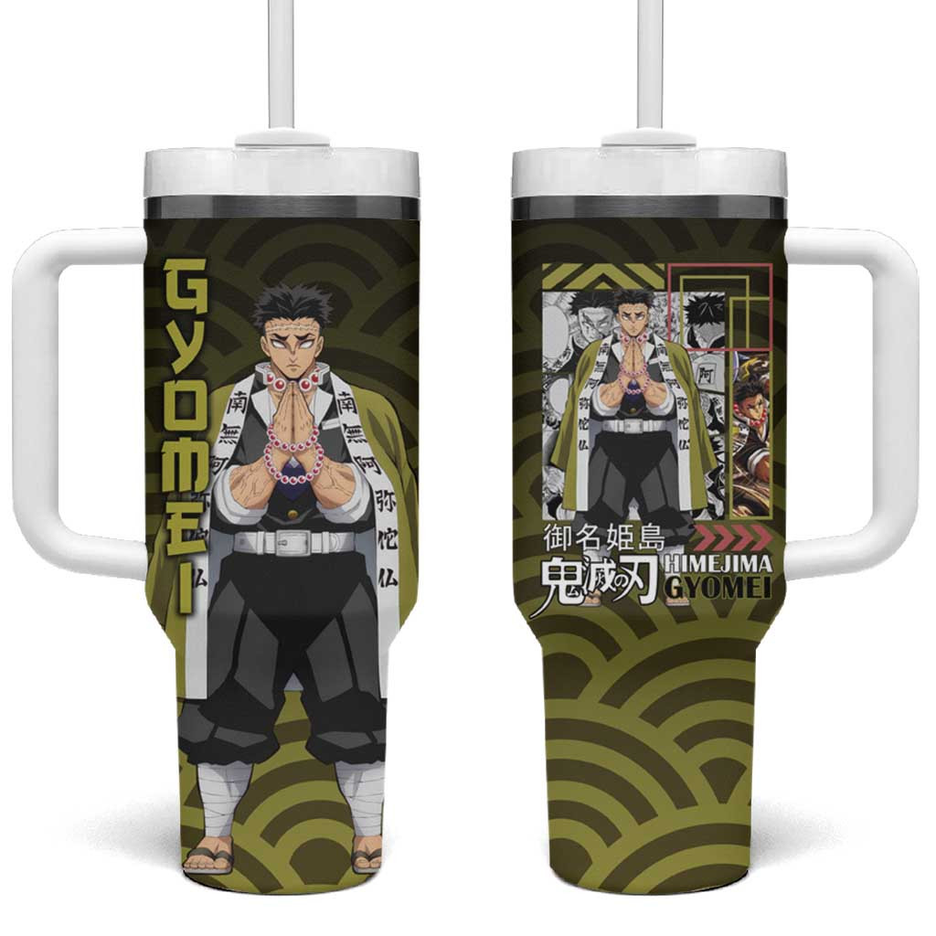 Gyomei Himejima Demon Slayer Stone Hashira Tumbler With Handle Traditional Pattern Style