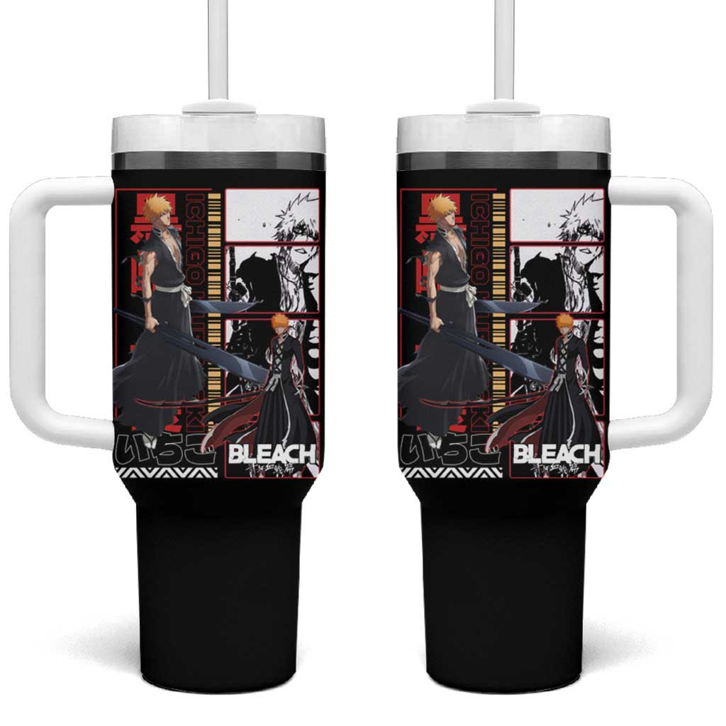 Ichigo Kurosaki Bleach Tumbler With Handle With Red Black Soul Reaper Panel Design