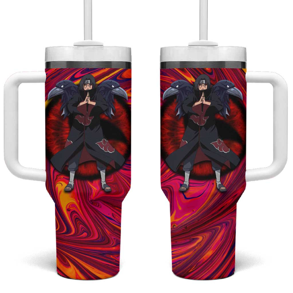 Itachi Akatsuki Naruto Tumbler With Handle Under Moonlight Anime Mix Trippy Style