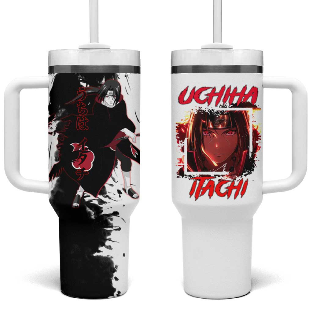 Itachi Uchiha Naruto Shippuden Tumbler With Handle With Red Akatsuki Ink Splash Design