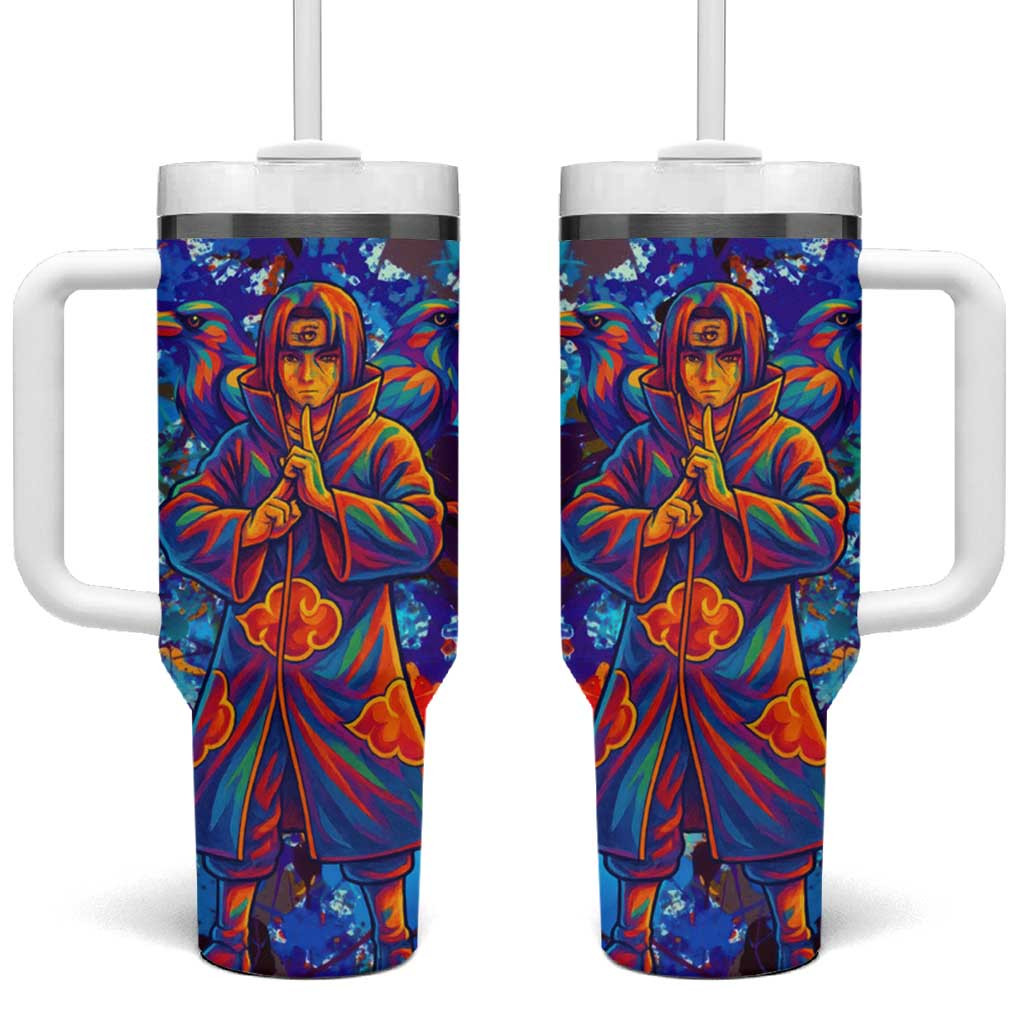 Itachi Uchiha Naruto Tumbler With Handle With Colorful Akatsuki Crow Illusion Aura