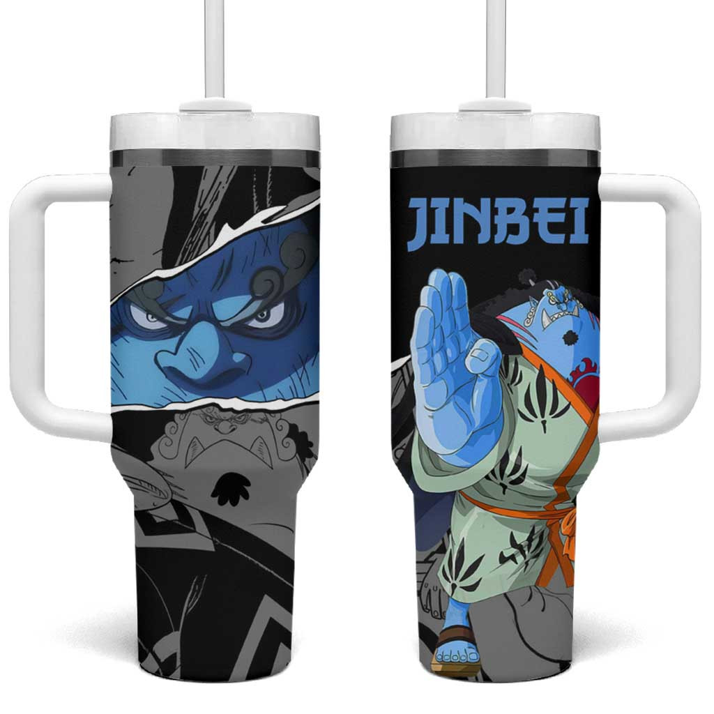 Jinbe One Piece Tumbler With Handle With Fishman Karate Pose And Manga Collage