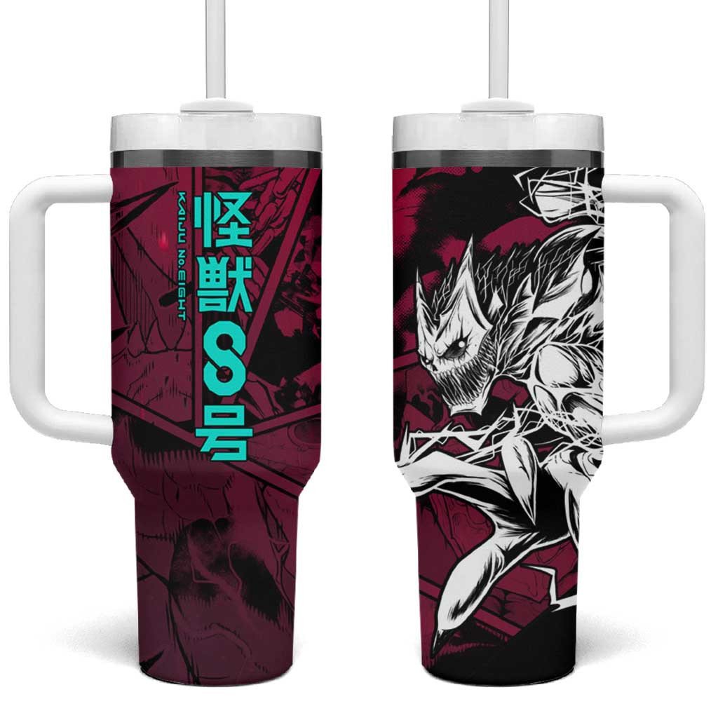 Kaiju No 8 Monster Form Tumbler With Handle With Red Black Neon Core Design