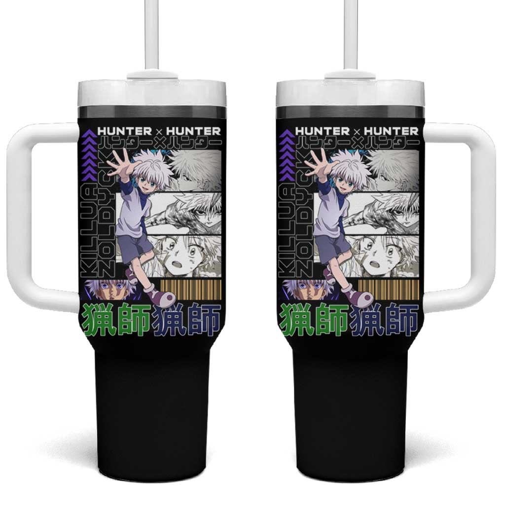Killua Zoldyck Hunter X Hunter Tumbler With Handle With Neon Purple Electric Aura Design
