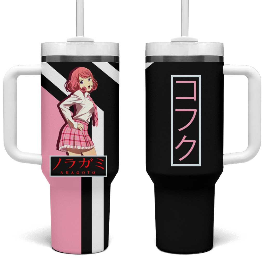 Kofuku Noragami Tumbler With Handle Anime Character Design Pink And Black
