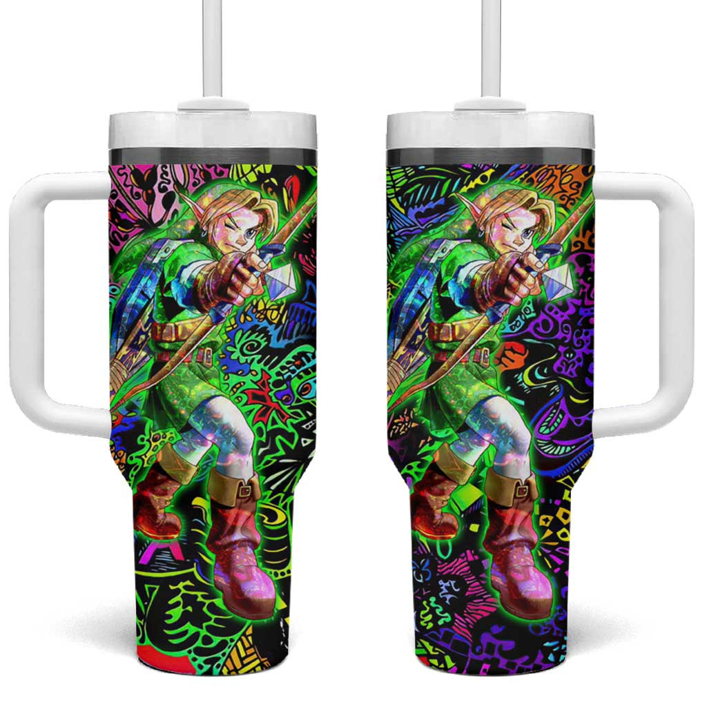 Link Zelda Heroic Adventure Tumbler With Handle In Hyrule Fantasy World Trippy Style