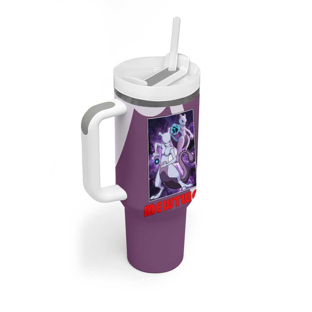Mewtwo Psychic Type Tumbler With Handle With Shadow Ball Aura And Battle Stance Artwork