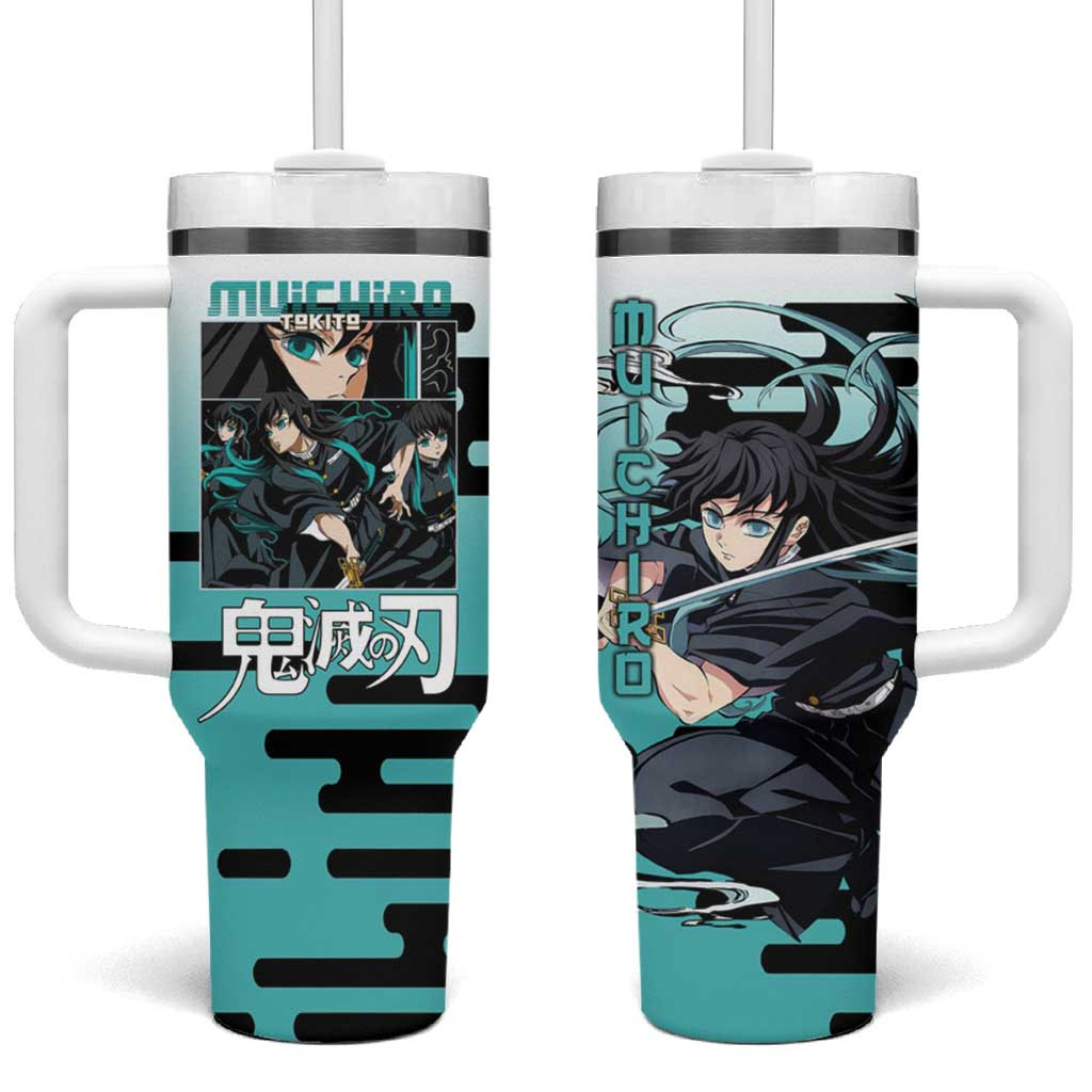 Muichiro Tokito Mist Hashira Demon Slayer Tumbler With Handle Blue And Black Aesthetic