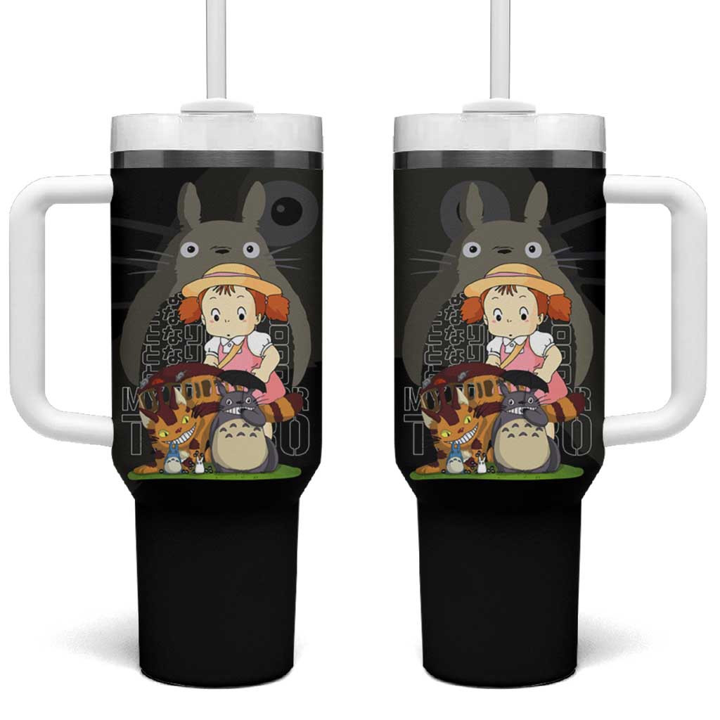 My Neighbor Totoro Tumbler With Handle With Black Studio Ghibli Forest Spirit Design