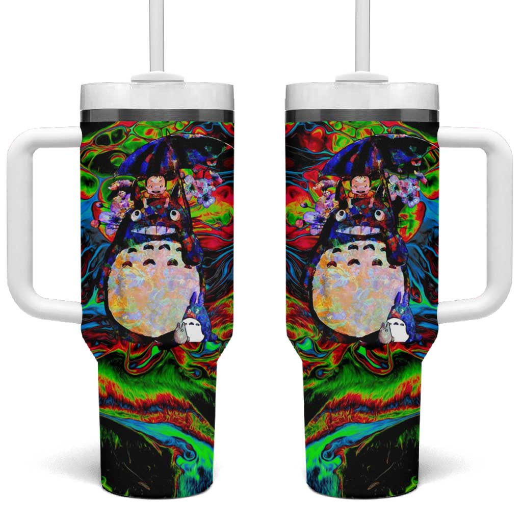 My Neighbor Totoro Tumbler With Handle With Umbrella Ride And Dreamy Forest Glow
