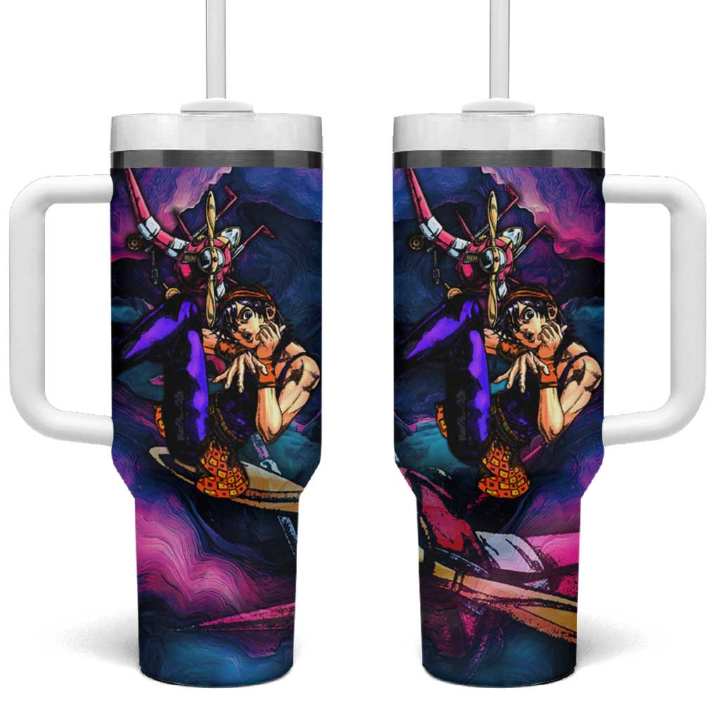 Narancia Jojos Bizarre Adventure Tumbler With Handle With Swirling Violet Aerial Chaos
