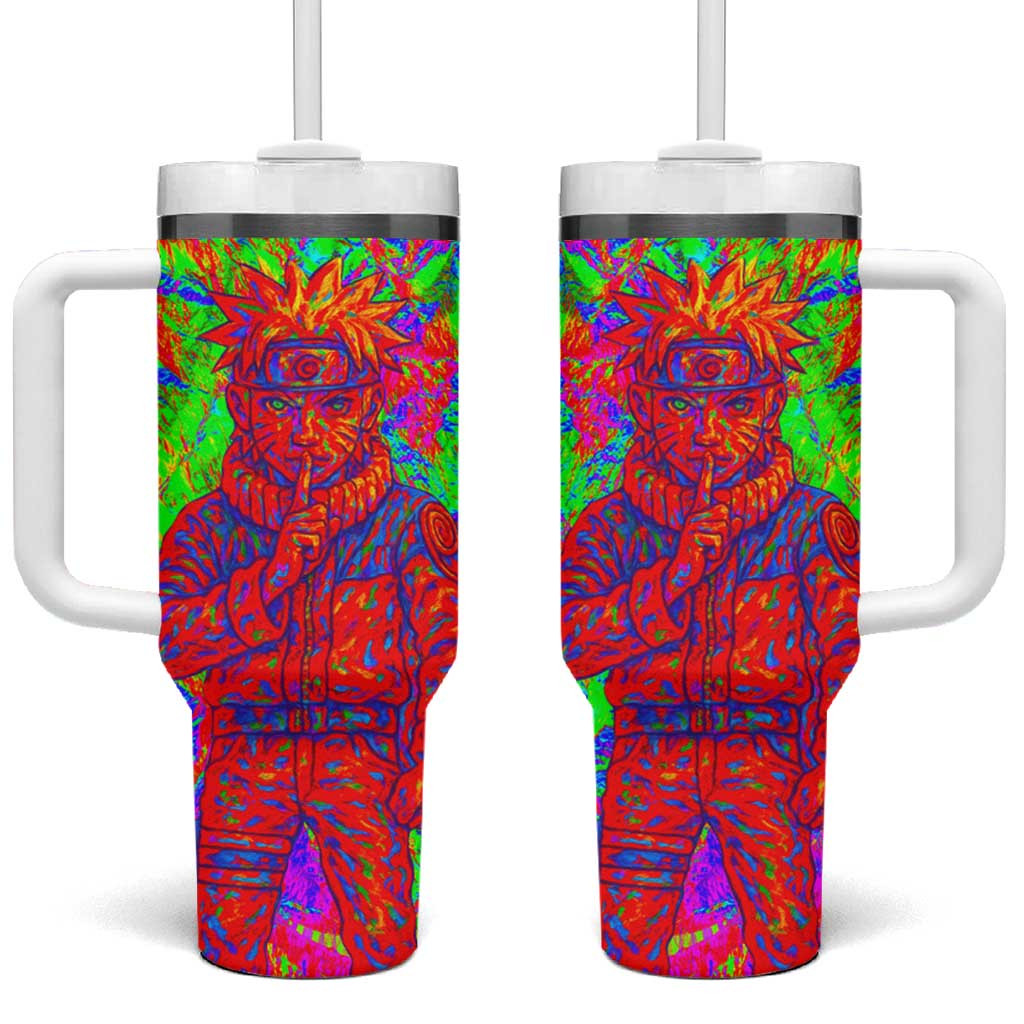 Naruto Uzumaki Shippuden Tumbler With Handle With Neon Red Chakra Psychedelic Aura