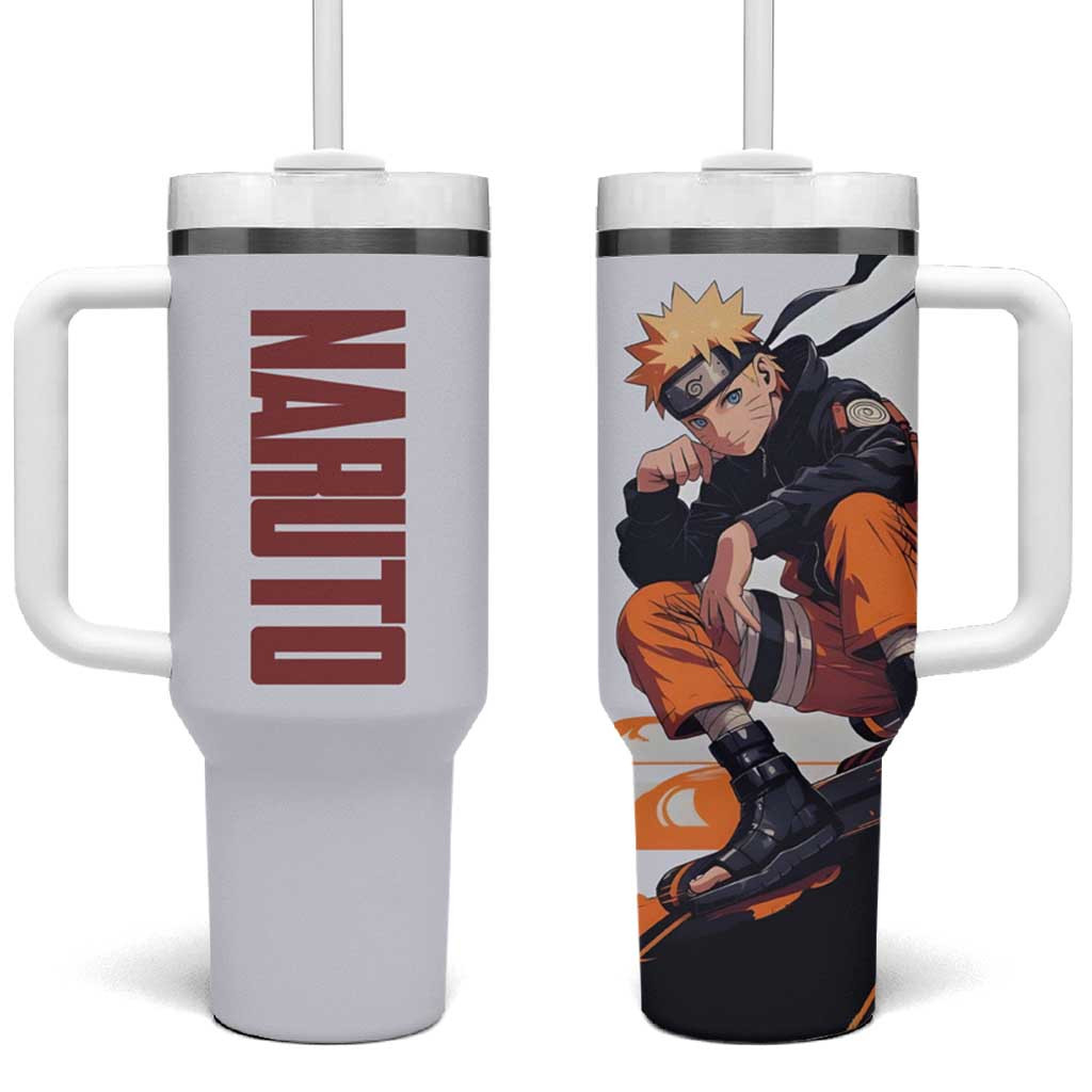 Naruto Uzumaki Tumbler With Handle With Ninja Pose And Orange Black Design