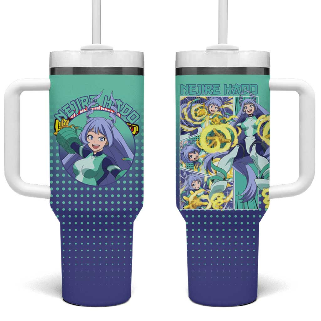 Nejire Hado My Hero Academia Tumbler With Handle With Teal And Purple Wave Motion Theme