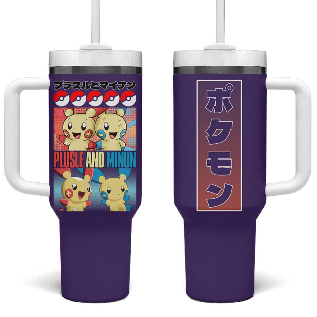 Plusle And Minun Poke Tumbler With Handle Adorable Electric Duo In Japan Anime Style