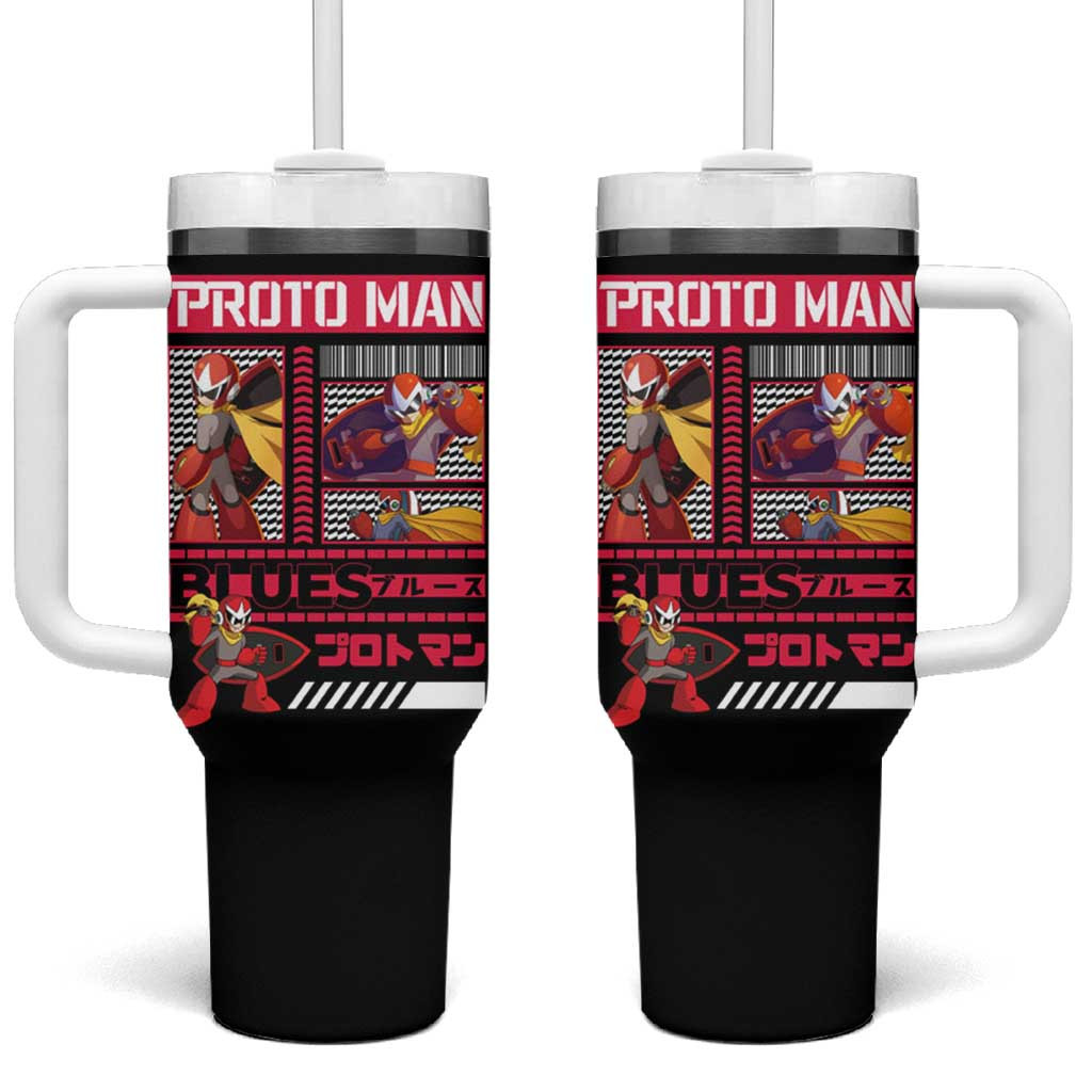 Proto Man Mega Man Tumbler With Handle Blues Character Design In Black And Yellow
