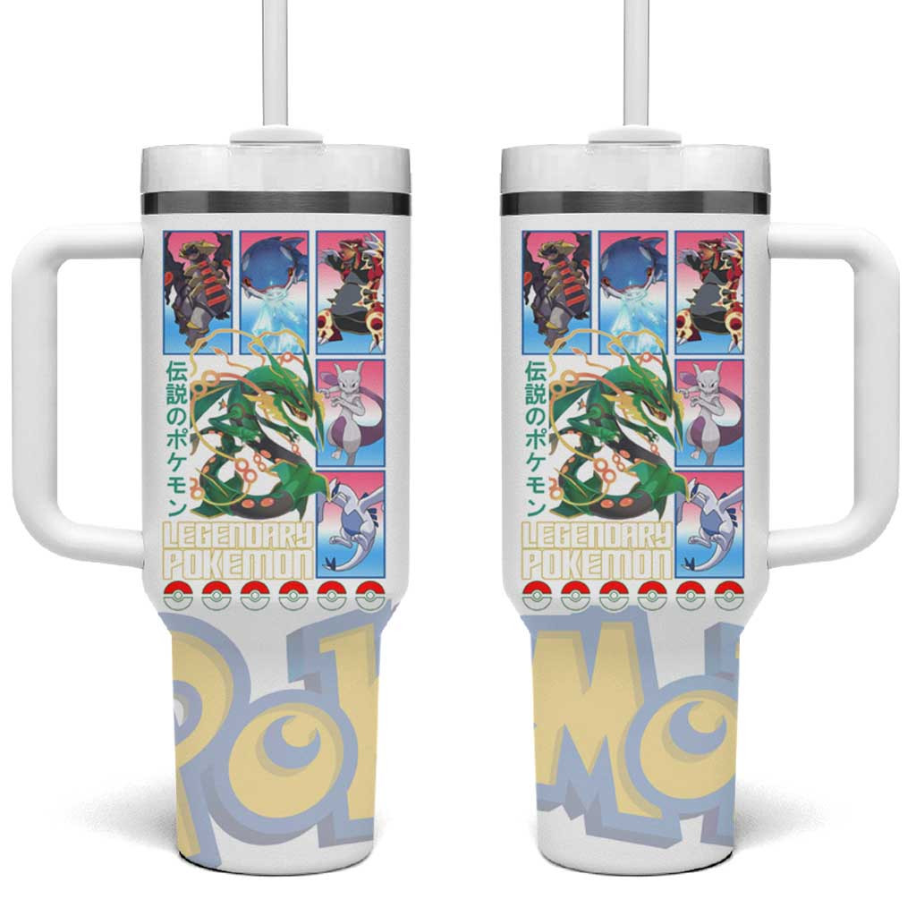 Rayquaza Legendary Poke Tumbler With Handle With Classic White Pokball Panel Design