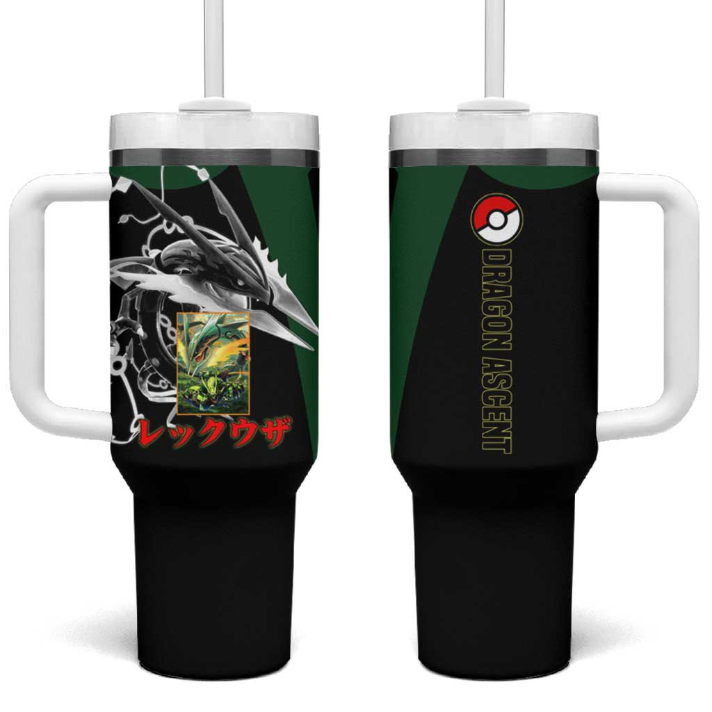 Rayquaza Tumbler With Handle With Electric Green Legendary Aura Design