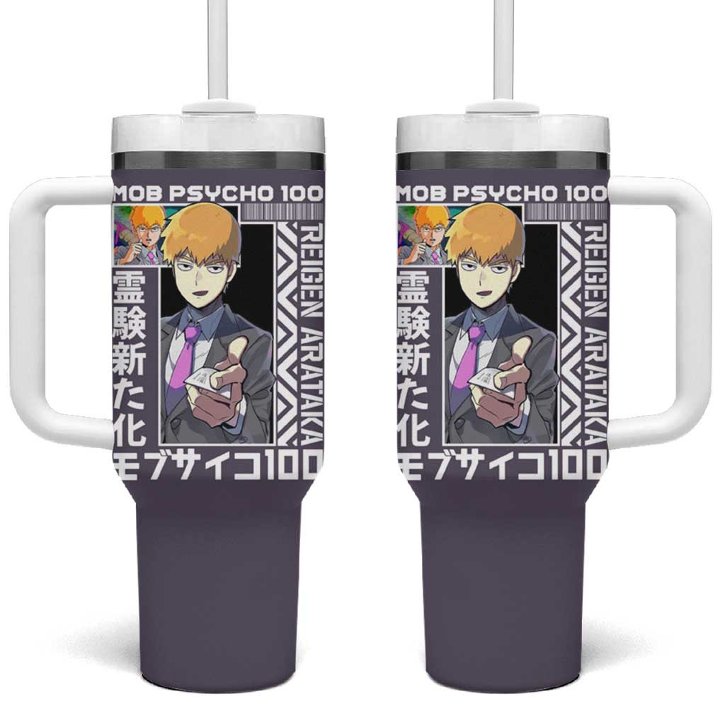 Reigen Arataka Mob Psycho 100 Anime Tumbler With Handle In Charcoal Purple