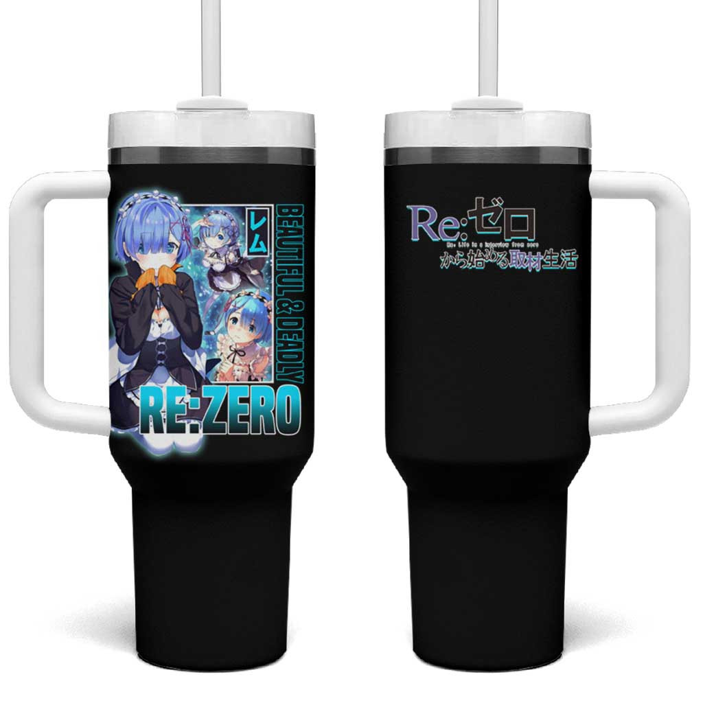 Rem Re Zero Tumbler With Handle Rezero Beautiful And Deadly Maid Character Design