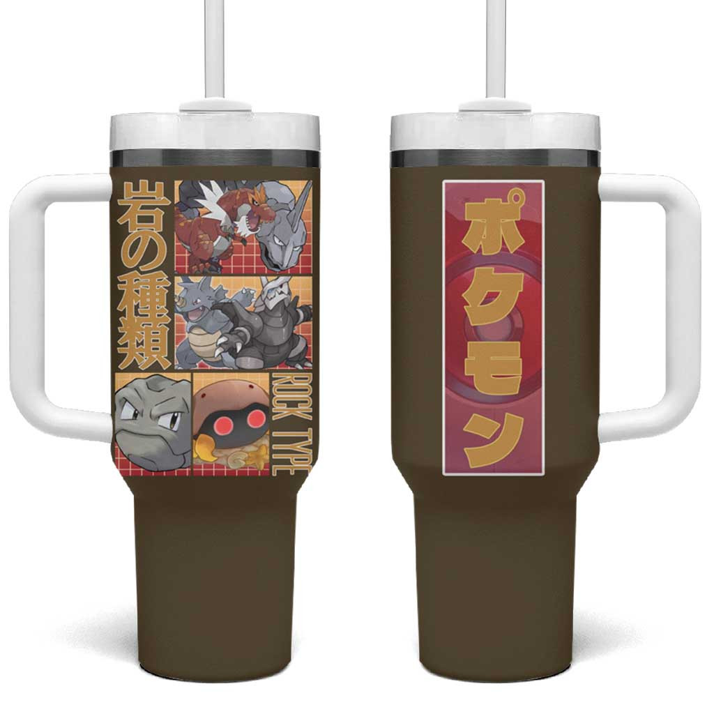 Rock Type Poke Stone Element Pokmon Tumbler With Handle In Japan Anime Style