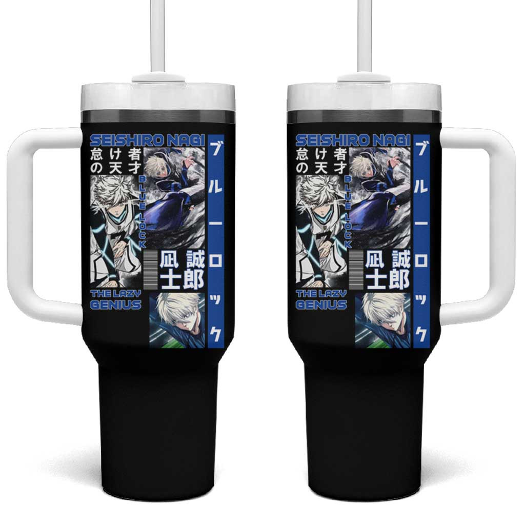 Seishiro Nagi Blue Lock Tumbler With Handle Lazy Genius Anime In Black And Blue