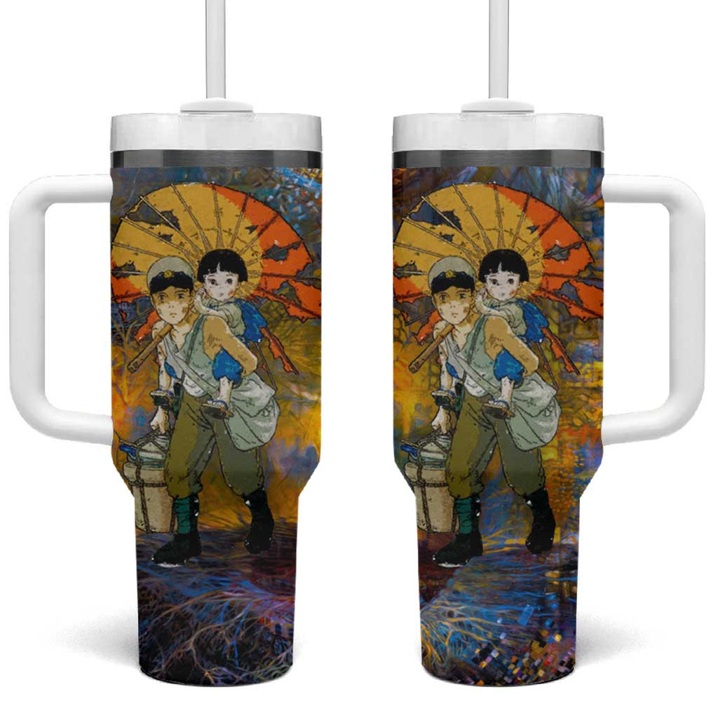 Seita Grave Of The Fireflies Tumbler With Handle With Emotional War Torn Sunset Vibe