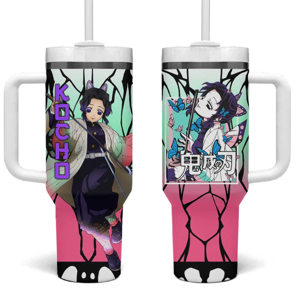 Shinobu Kocho Insect Hashira Demon Slayer Tumbler With Handle Pastel Butterfly Style