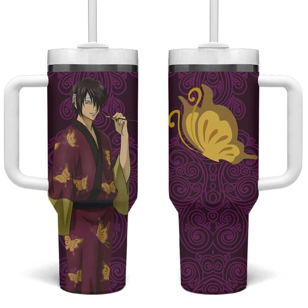Shinsuke Takasugi Gintama Tumbler With Handle With Butterfly Smoke Swirl Vibe