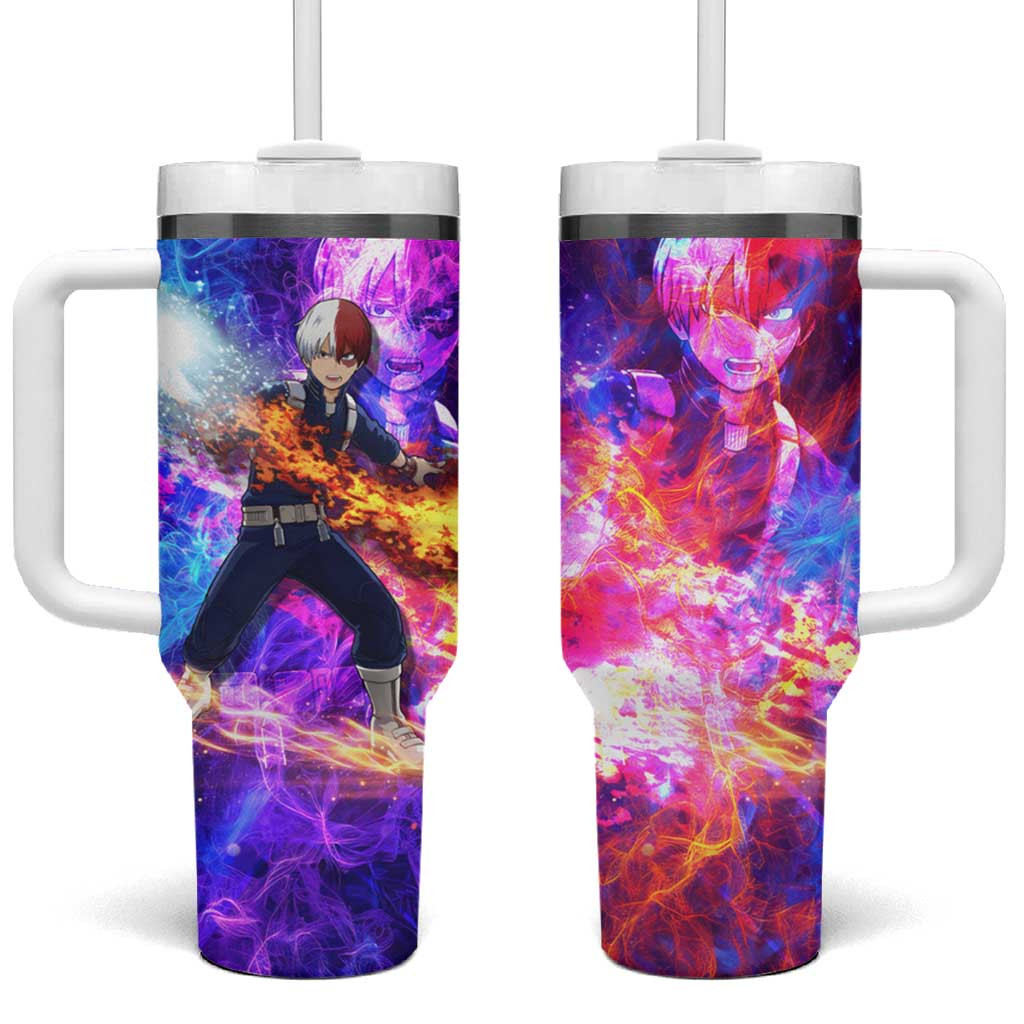 Shoto Todoroki My Hero Academia Tumbler With Handle With Fire And Ice Power Design