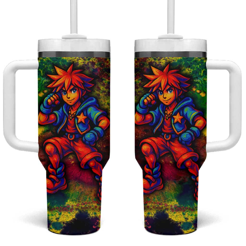 Sora Kingdom Hearts Tumbler With Handle With Bold Star Crest And Vivid Adventure Theme