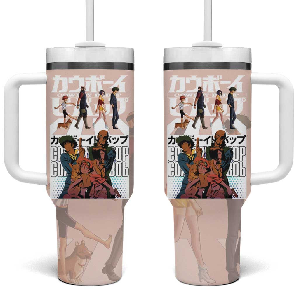 Spike Spiegel Cowboy Bebop Tumbler With Handle With Retro Beige Crew Style