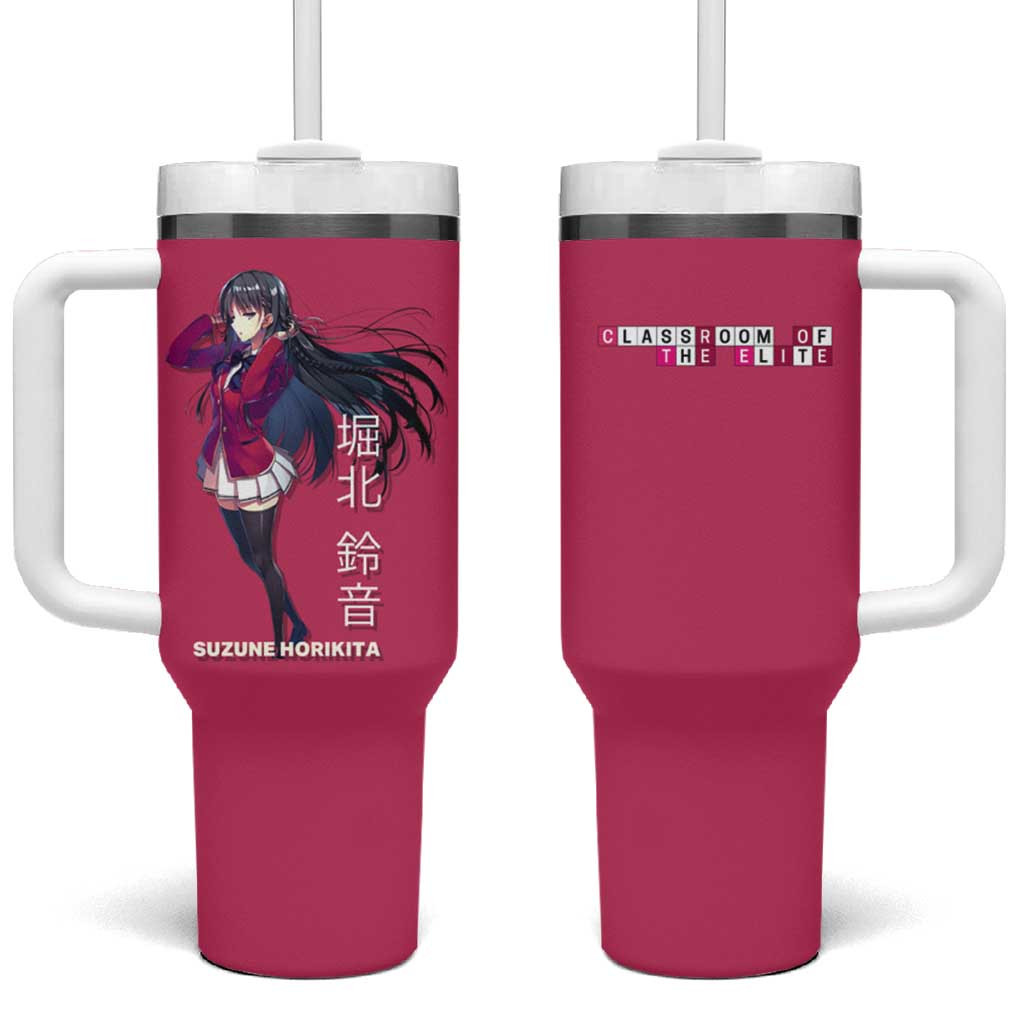 Suzune Horikita Tumbler With Handle Pink Anime Character Design Classroom Of The Elite