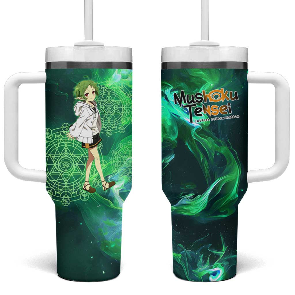 Sylphiette Mushoku Tensei Tumbler With Handle Anime Magic Circle Green Flame