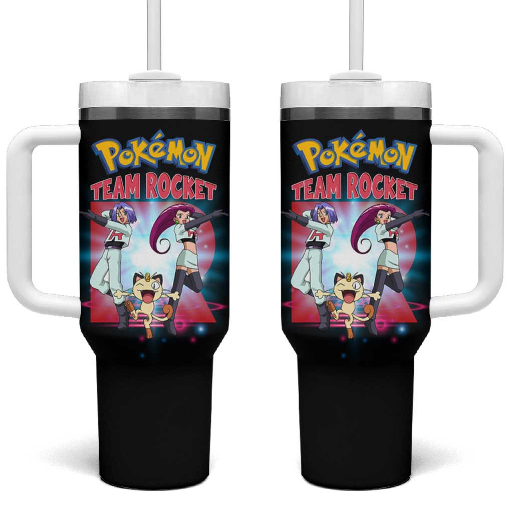 Team Rocket Poke Tumbler With Handle With Jessie James Meowth Retro Black