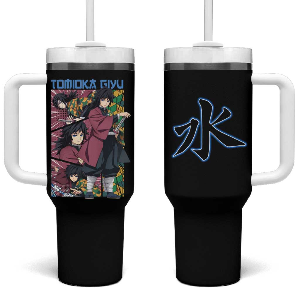 Tomioka Giyu Demon Slayer Tumbler With Handle Stoic Water Hashira Japan Anime Style