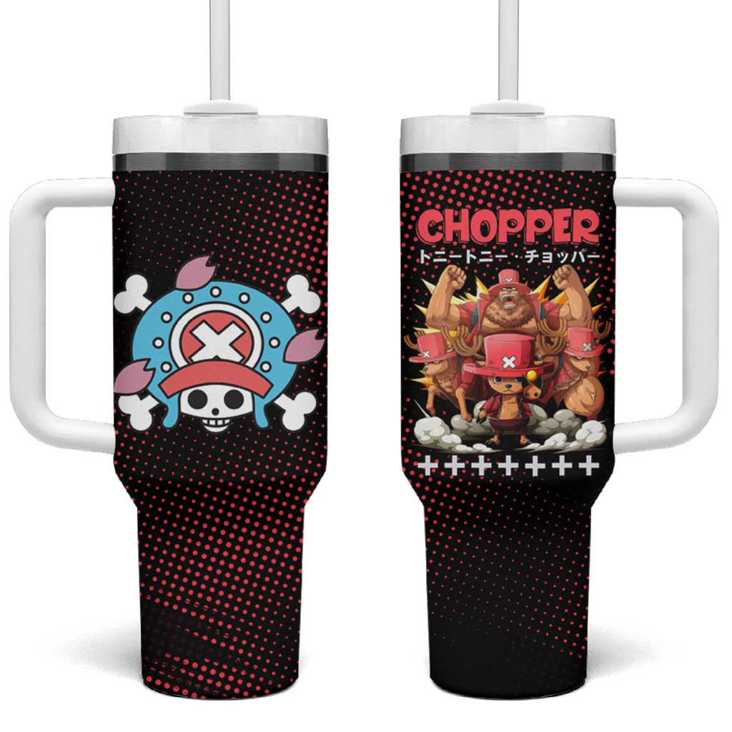 Tony Tony Chopper Tumbler With Handle With Anime Reindeer Design In Black And Red