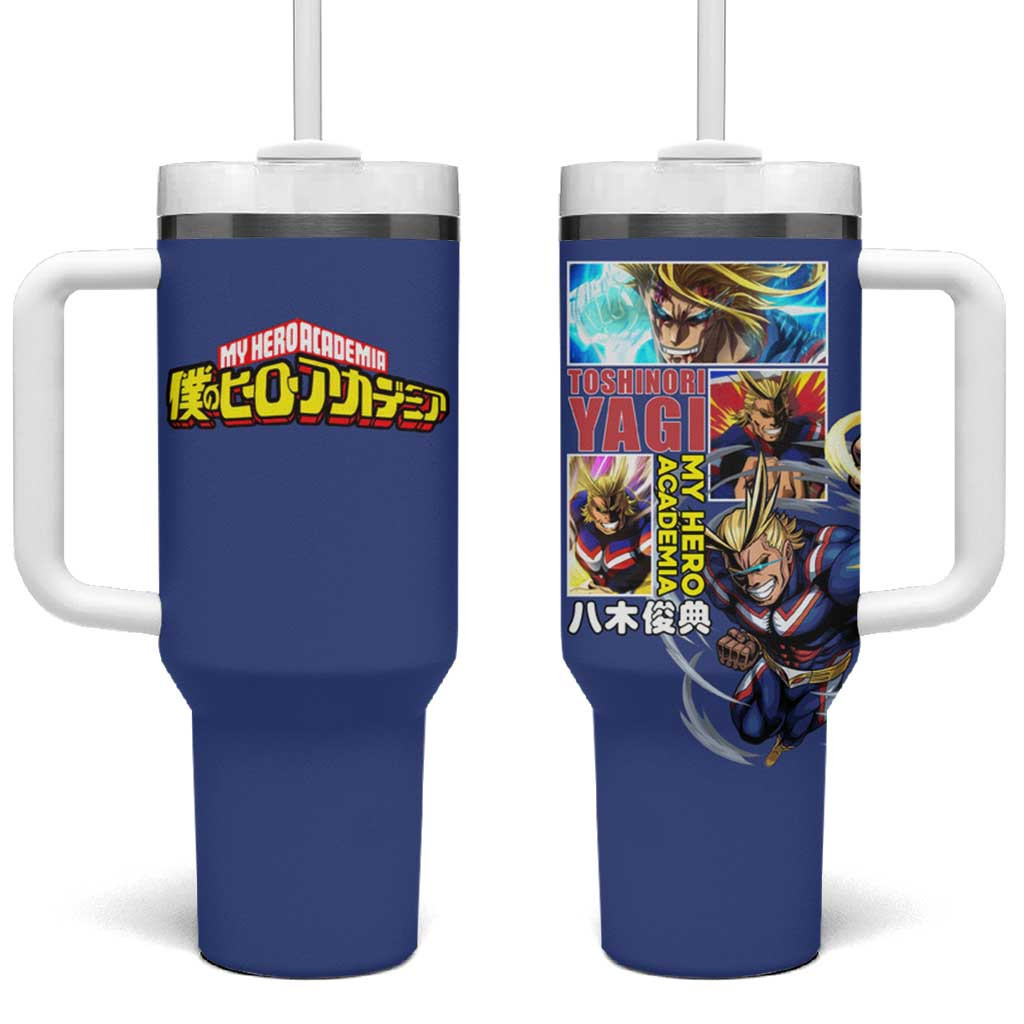 Toshinori Yagi My Hero Academia Tumbler With Handle All Might Dynamic Blue Comic Style
