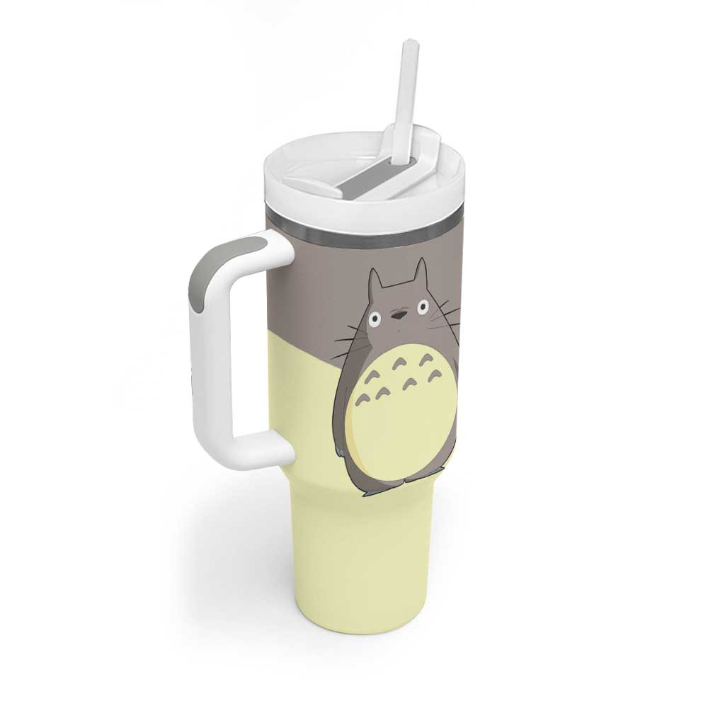Totoro My Neighbor Totoro Tumbler With Handle Minimalist Anime Character Beige And Grey