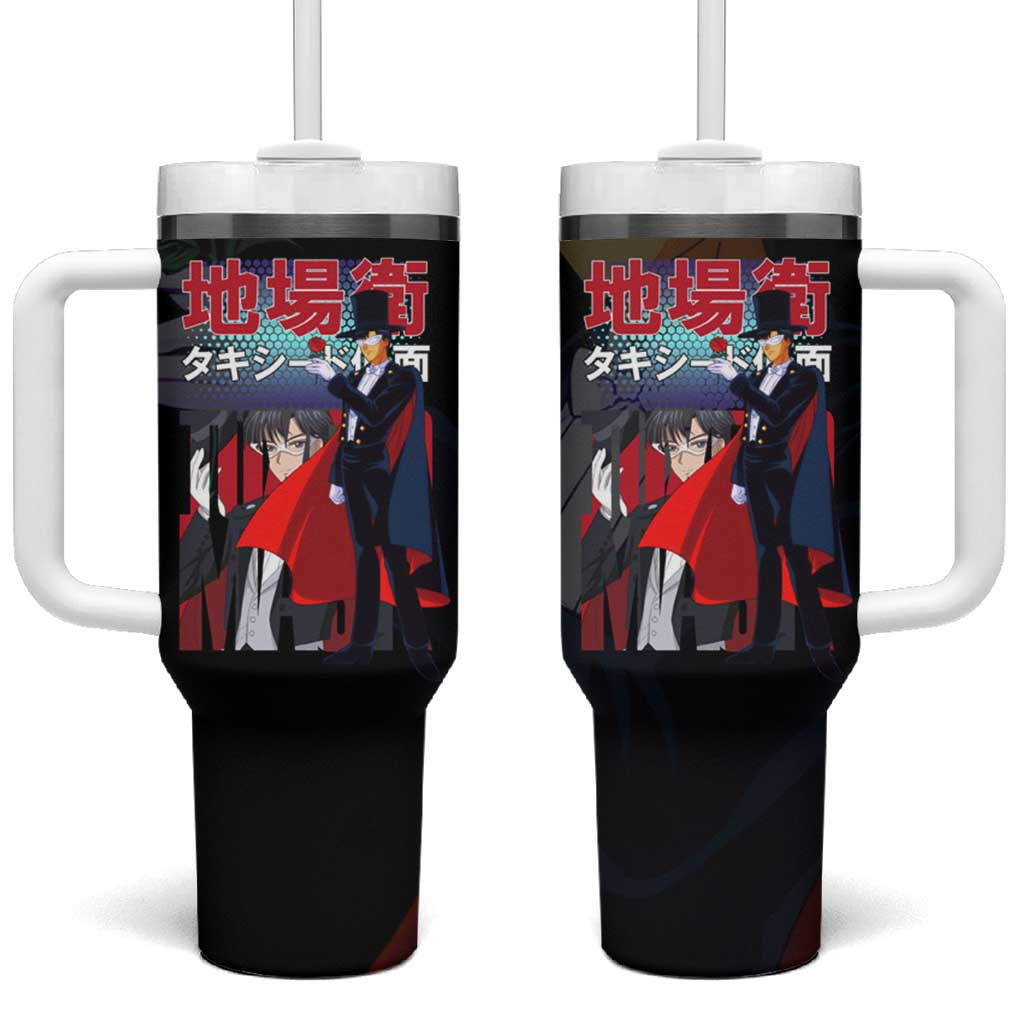 Tuxedo Mask Sailor Moon Tumbler With Handle With Classic Black Rose Suit Style